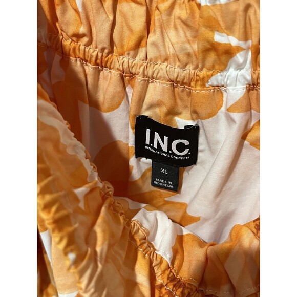 INC International Concepts Dress Women’s XL Orange Mango Maya Floral Cotton Midi - Picture 5 of 9